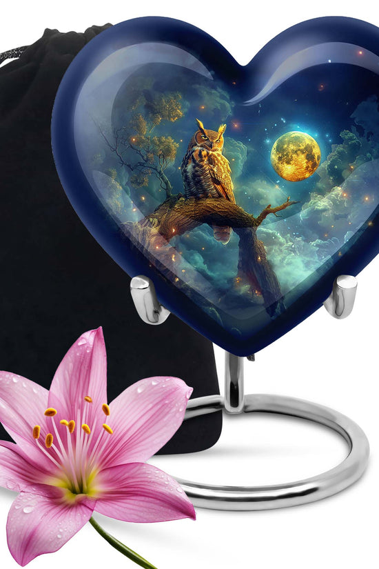 Moonlight Owl Cremation Urn – Celestial Memorial Urn For Human Ashes