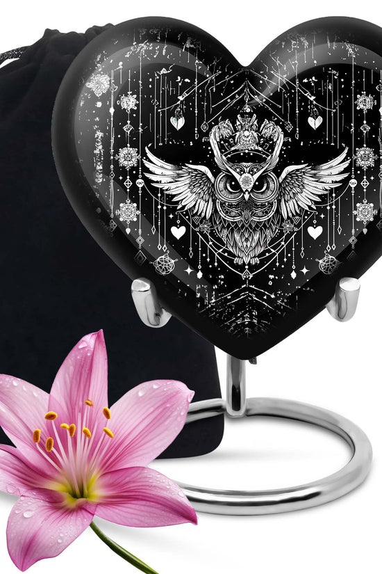 Spiritual Owl Memorial Urn - Large Decorative Cremation Urn For Ashes
