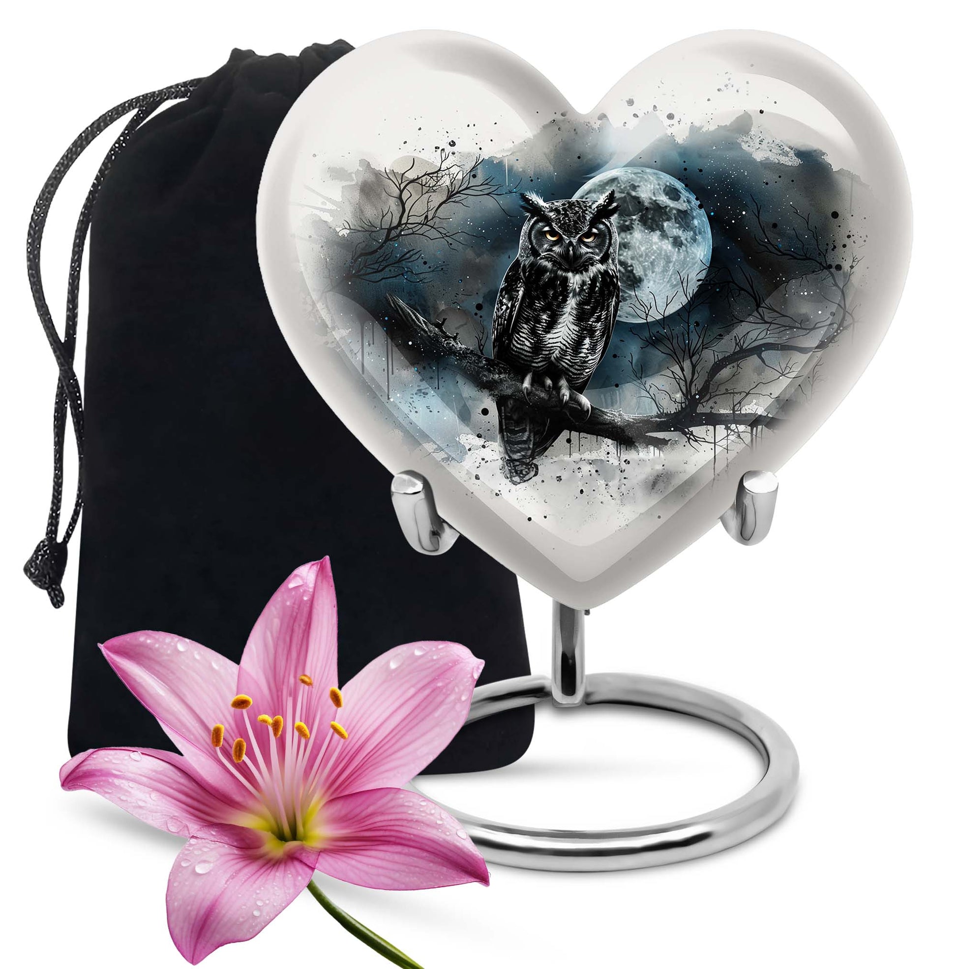 Moonlight Theme Funeral Urn - White colour Aluminium Memorial Urn For Ashes