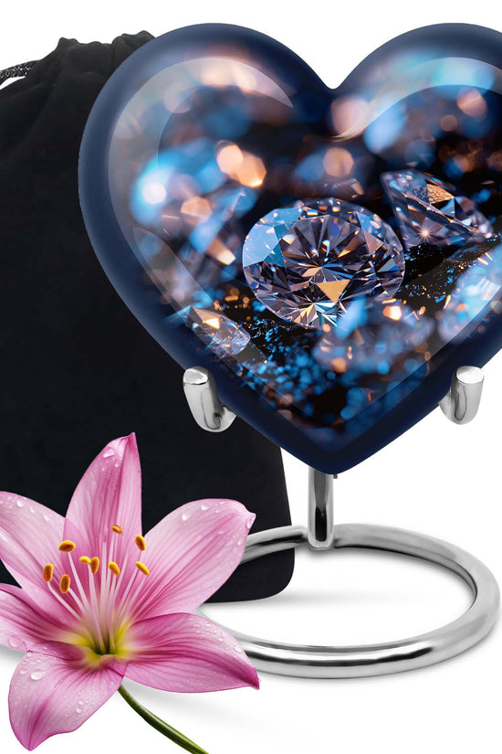 Diamond Memorial Urn For Ashes - Elegant Funeral Urn For Burial