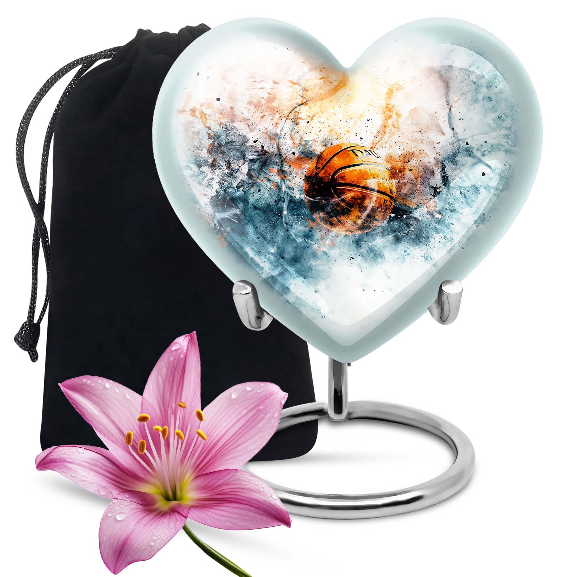 Basketball Cremation Urn - White Aluminium Funeral Urn For Burial