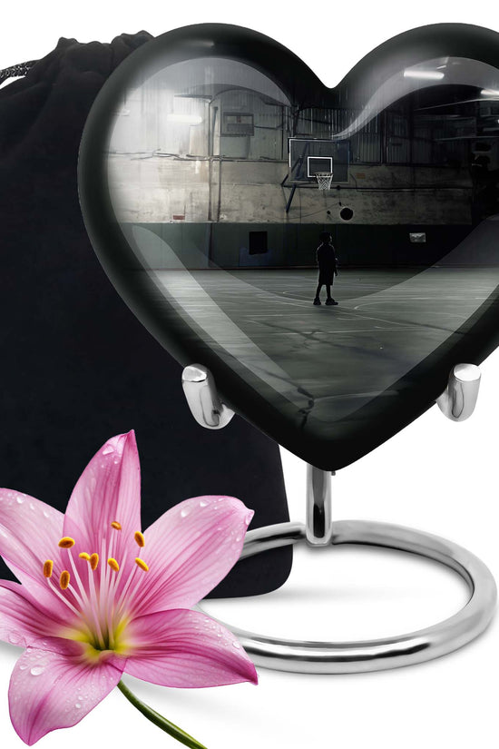 Basketball Player Funeral Urn - Black Aluminium Memorial Urn For Ashes