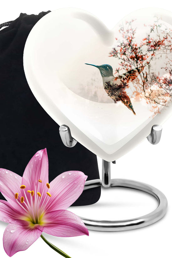 Nature Hummingbird Memorial Urn - Large Beautiful Funeral Urn For Female