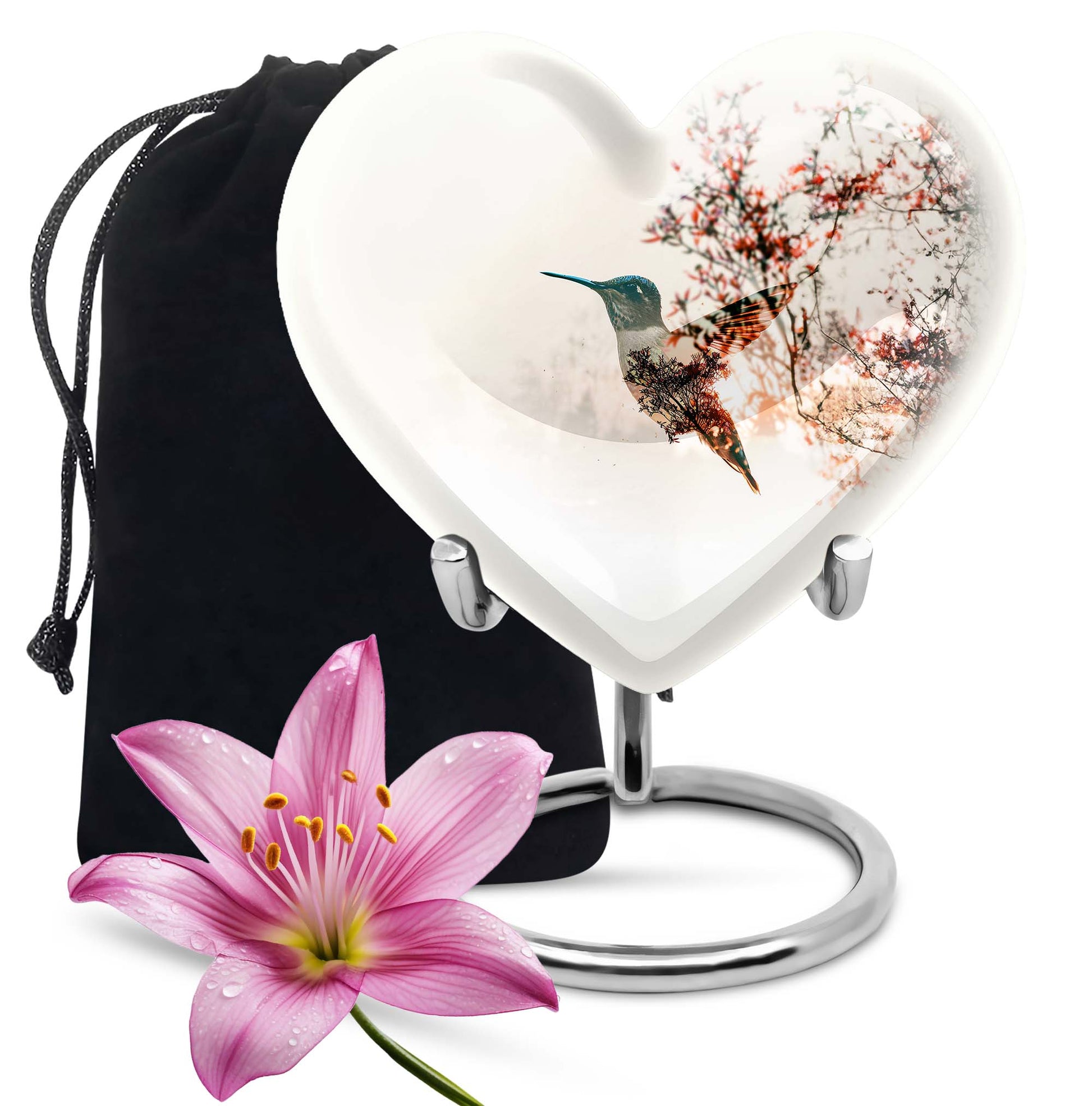 Nature Hummingbird Memorial Urn - Large Beautiful Funeral Urn For Female
