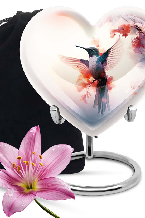 Beautiful Hummingbird Theme Cremation Urn - Large Memorial Urn For Ashes
