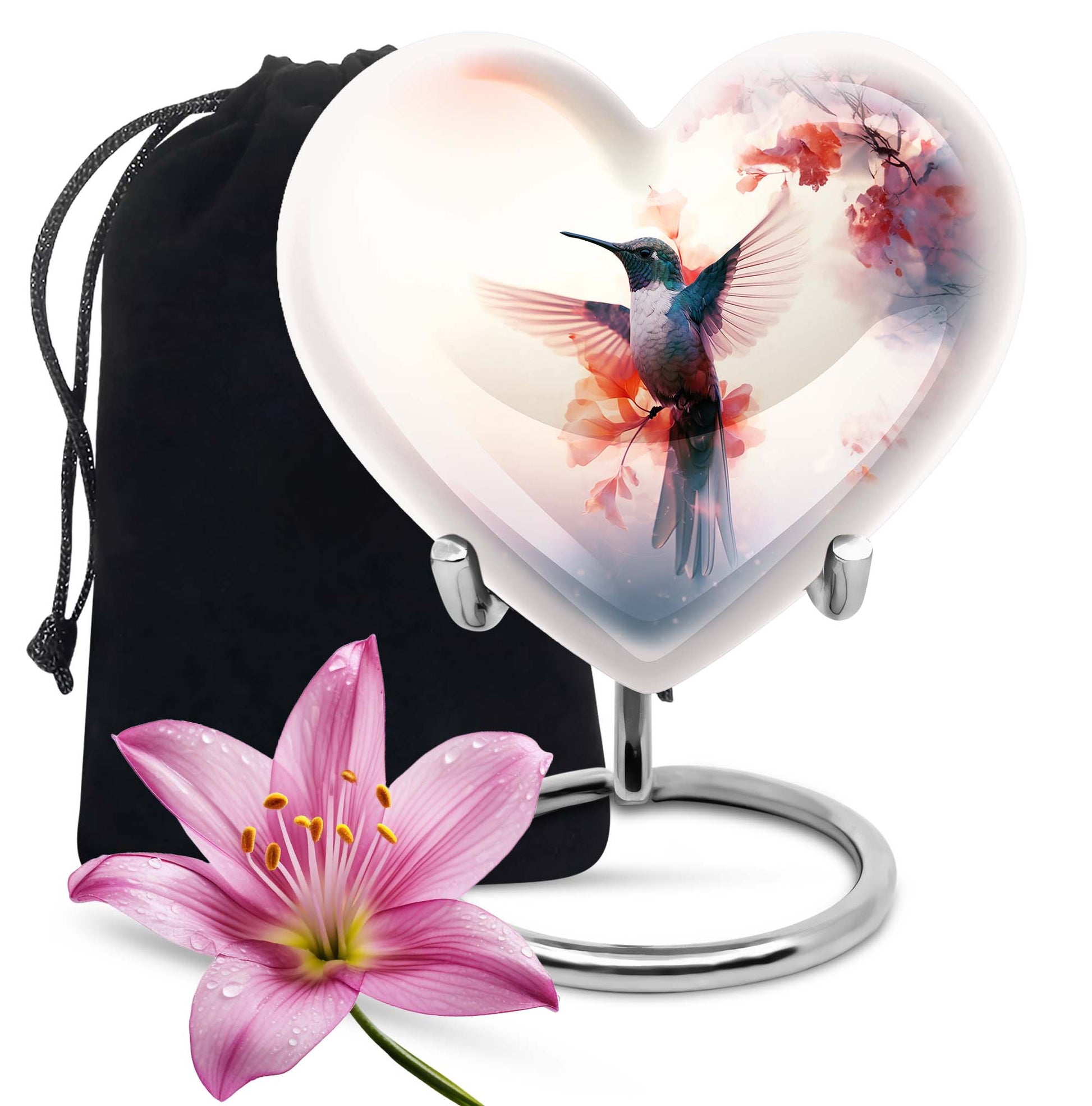 Beautiful Hummingbird Theme Cremation Urn - Large Memorial Urn For Ashes