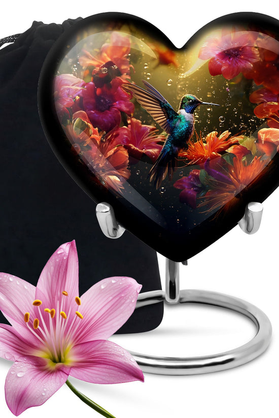 Classic Hummingbird Theme Memorial Urn - Aluminium Cremation Urn For Loved Ones