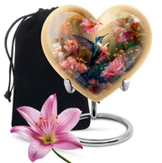 Hummingbird Theme Funeral Urn - Pink Floral Memorial Urn For Male & Female