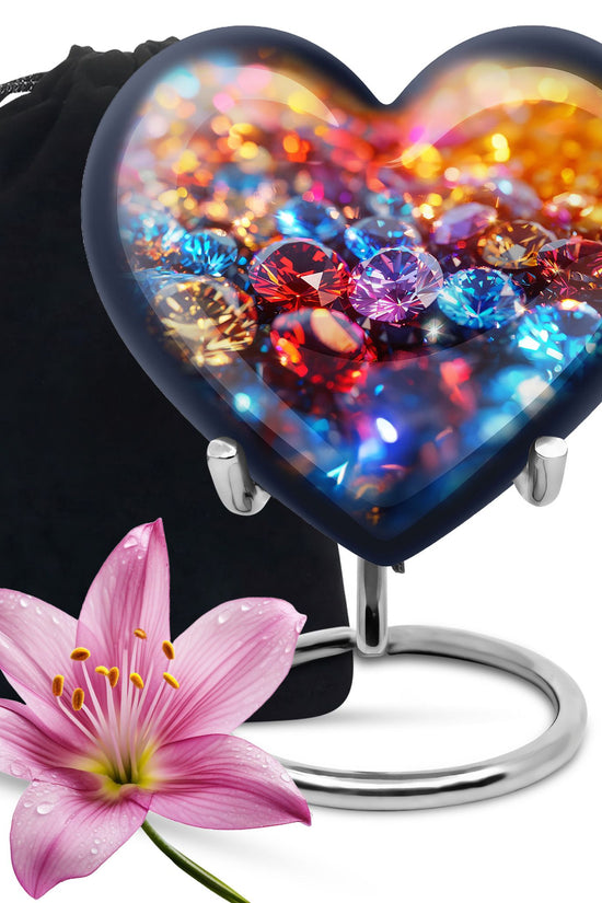 Diamond Theme Memorial Urn - Aluminium Funeral Urn For Adult Ashes