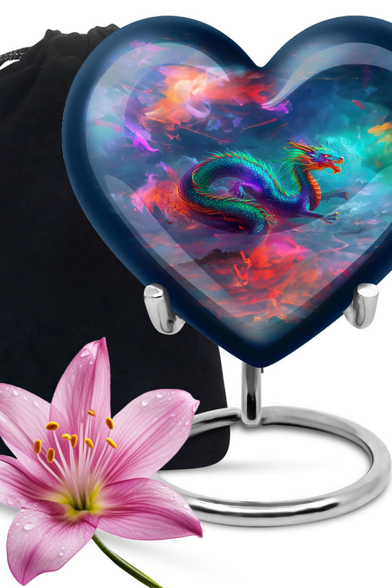 Golden Fire Dragon Funeral Urn For Ashes - Luxury Burial Urn For Loved Ones