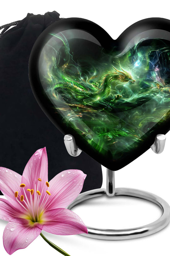 Green Golden Dragon Funeral Urn - Premium Cremation Urn For Ashes