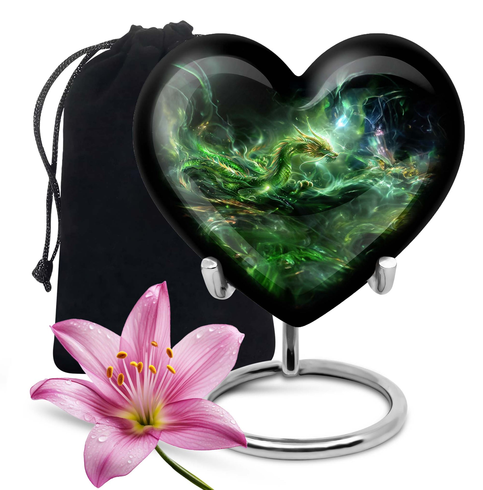 Green Golden Dragon Funeral Urn - Premium Cremation Urn For Ashes