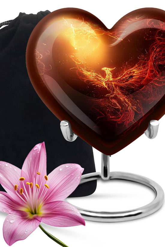 Golden Phoenix Cremation Urn - Fantasy Memorial Urn For Human Ashes