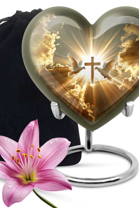 Christian Theme Cremation Urn - Dove Memorial Urn For Human Ashes