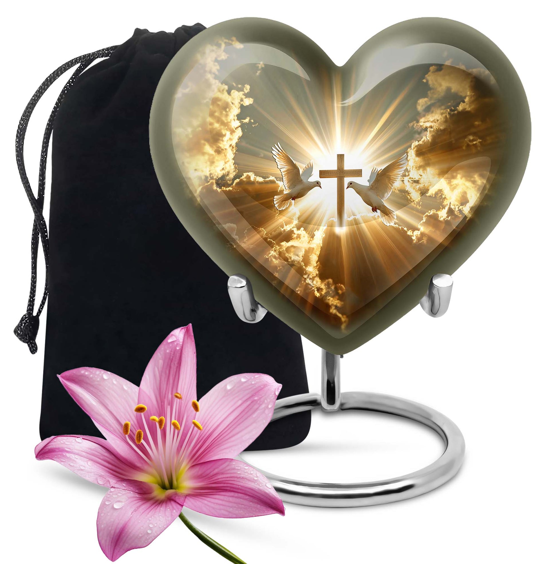 Christian Theme Cremation Urn - Dove Memorial Urn For Human Ashes