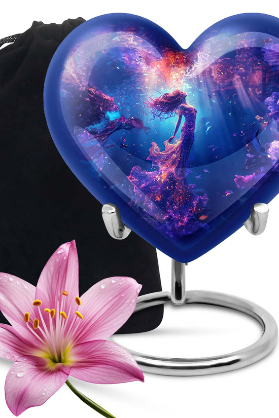 Mystic Mermaid Cremation Urn - Deep Ocean Theme Memorial Urn For Human Ashes