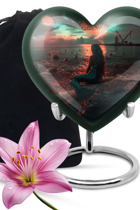 Beach Mermaid Cremation Urn - Elegant Memorial Urn For Adult Ashes