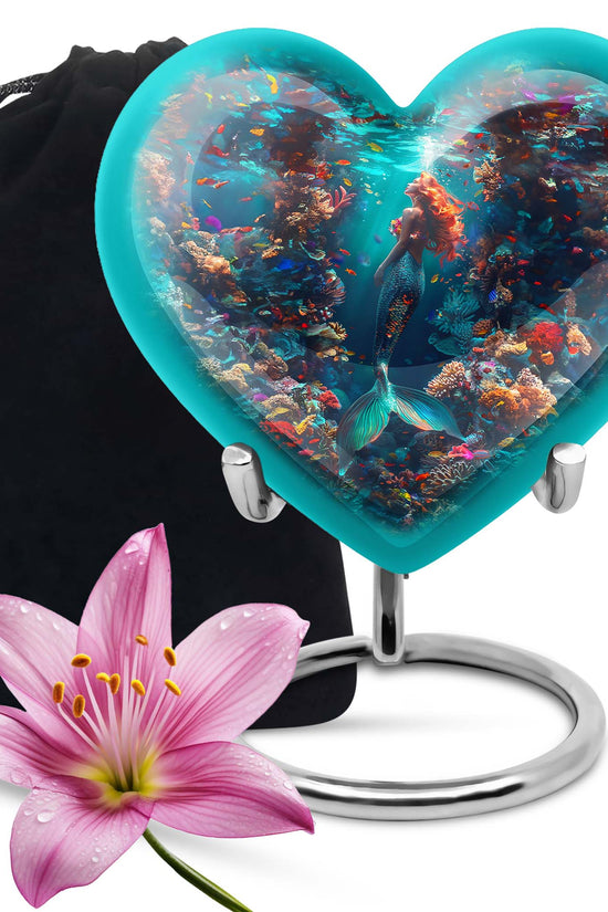 Tropical Ocean Mermaid Ashes Urn - Artistic Memorial Urn For Loved Ones