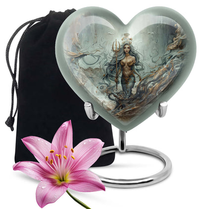 Beautiful Mermaid Theme Cremation Urn - Sea Theme Funeral Urn For Female