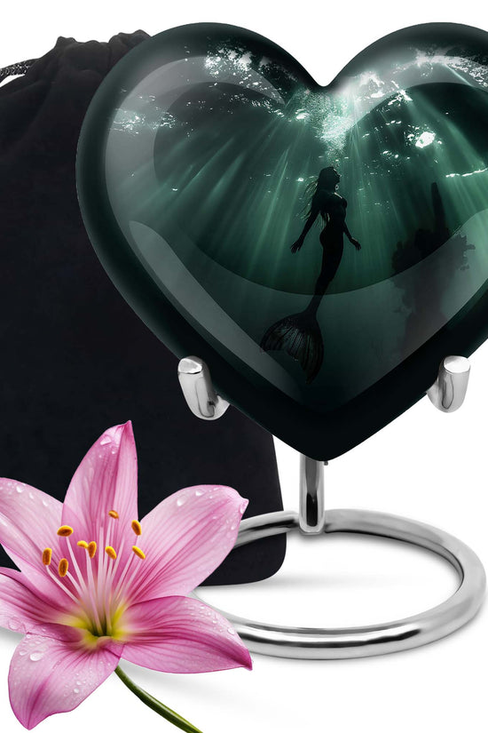 Dark Ocean Mermaid Cremation Urn - Memorial Urn for Human Ashes