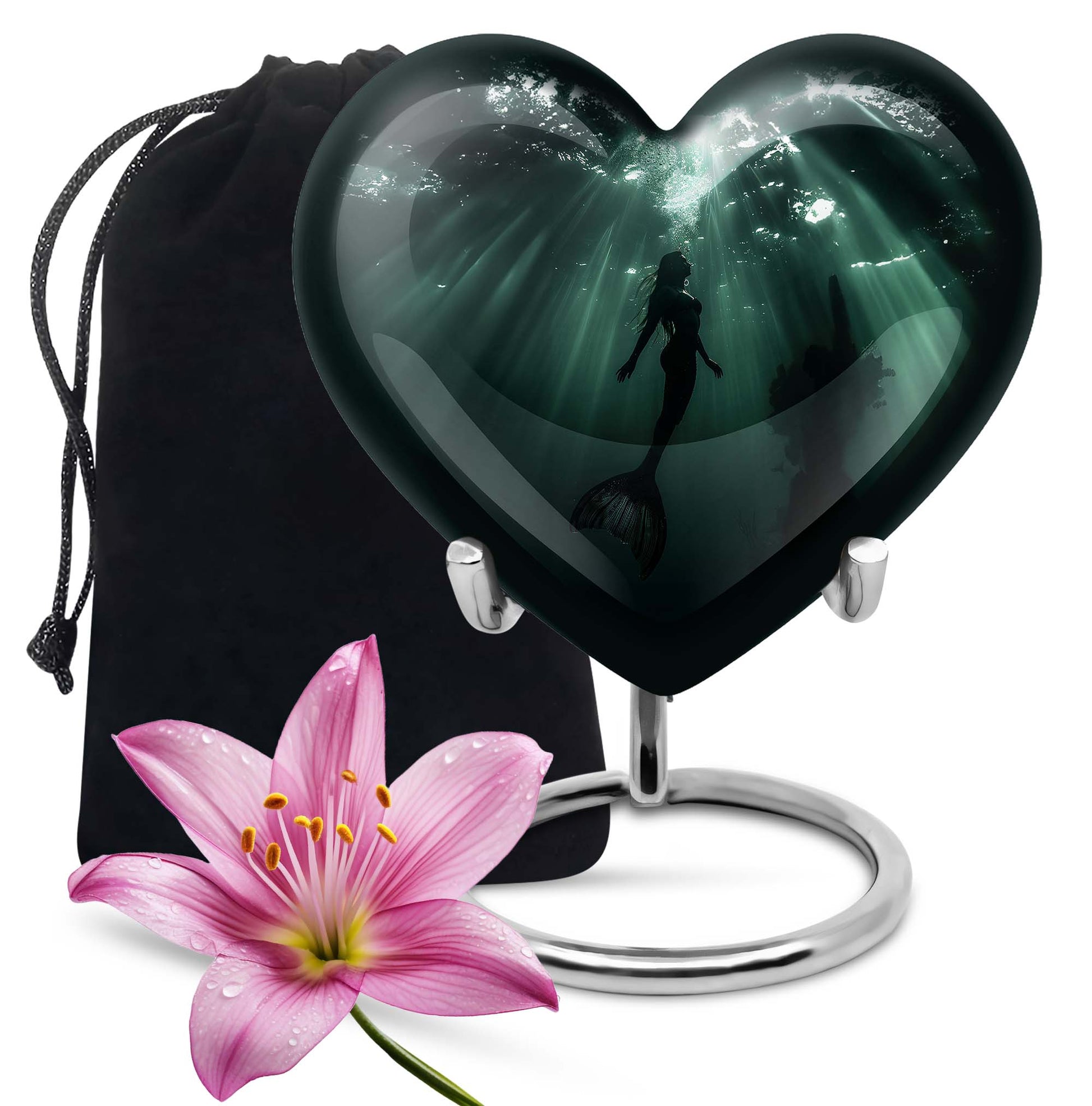 Dark Ocean Mermaid Cremation Urn - Memorial Urn for Human Ashes