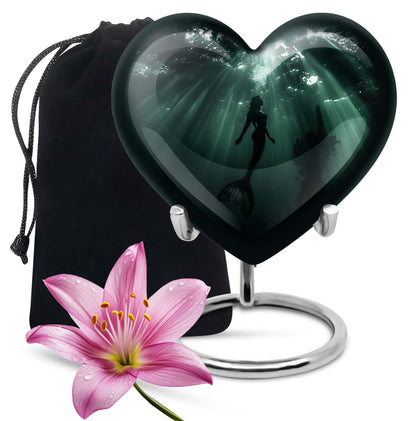 Dark Ocean Mermaid Cremation Urn - Memorial Urn for Human Ashes