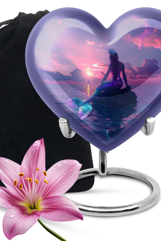 Purple Mermaid Theme Funeral Urn - Fantasy Cremation Urn For Adult Ashes