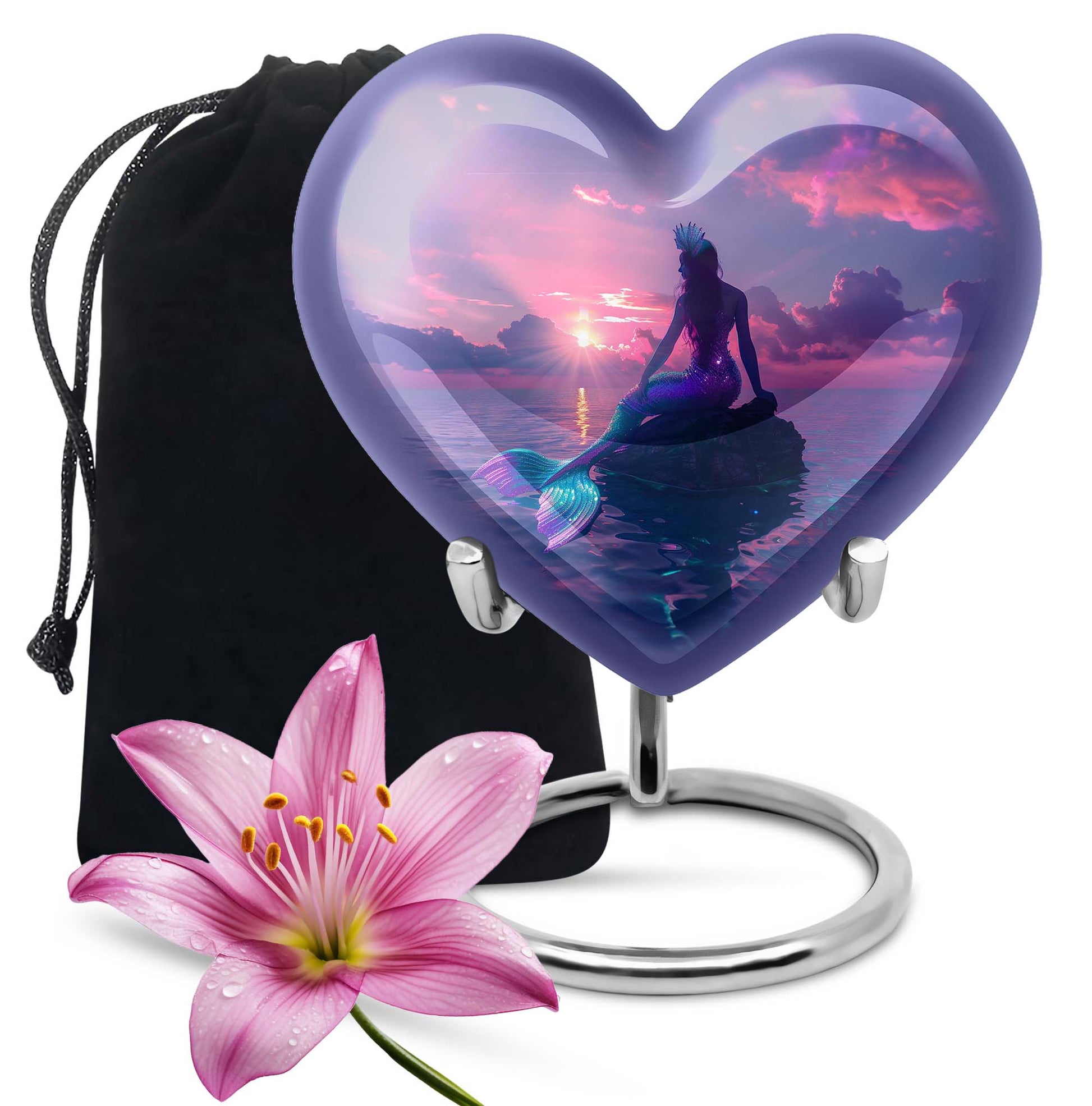 Purple Mermaid Theme Funeral Urn - Fantasy Cremation Urn For Adult Ashes