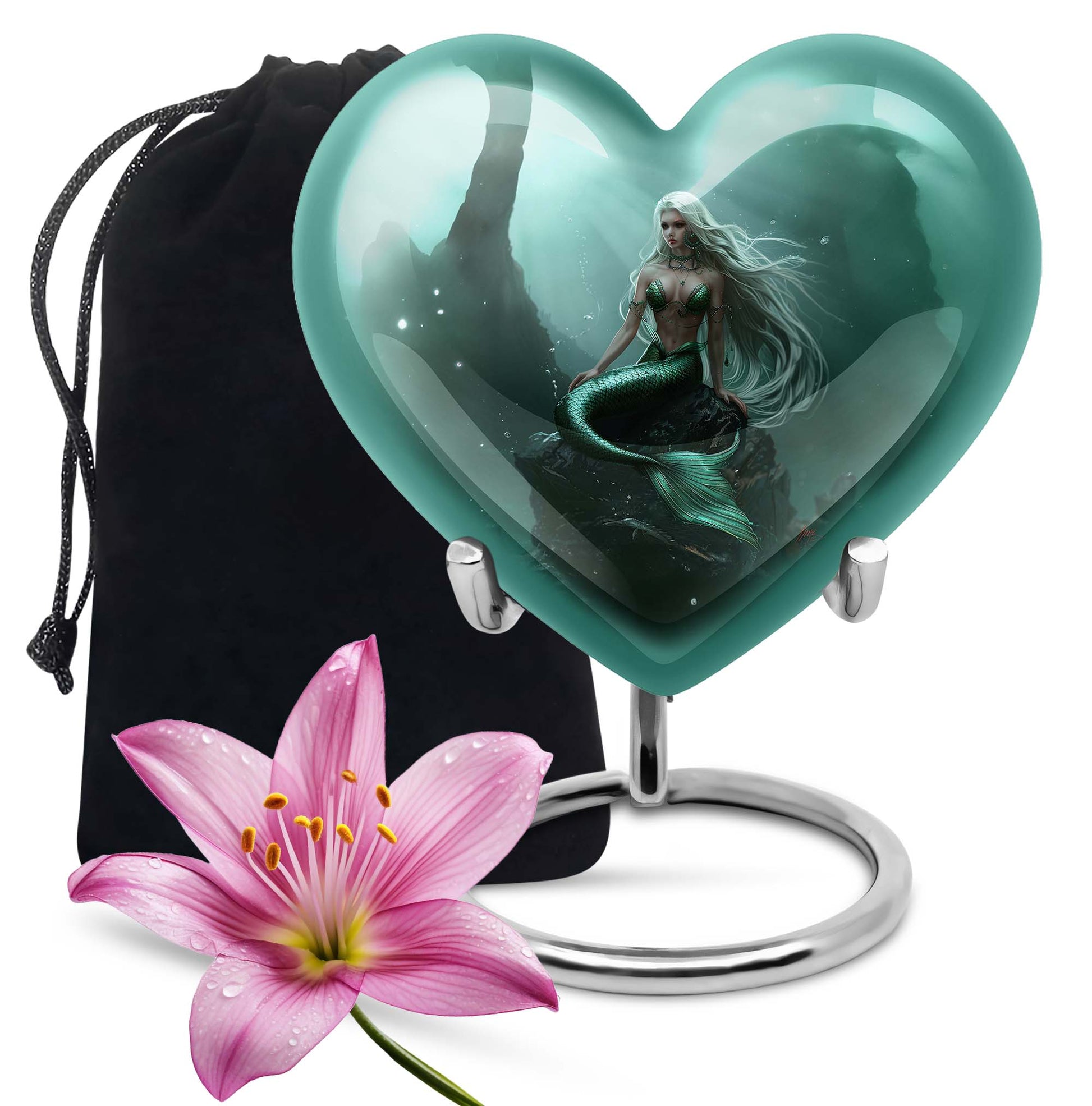 Emerald Mermaid Cremation Urn - Ocean Memorial Urn For Human Ashes
