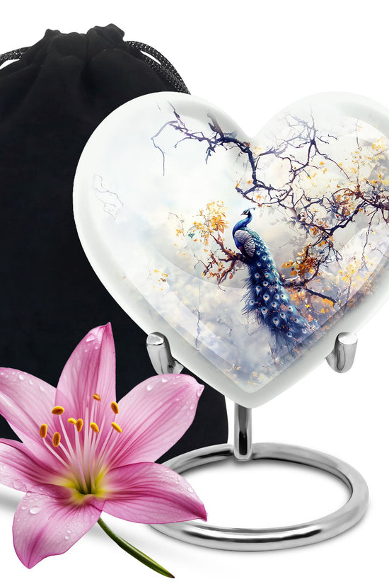 Elegant Peacock Cremation Urn - Artistic Memorial Urn For Human Ashes