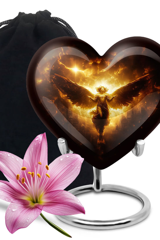Golden Heaven Storm Angel Memorial Urn - Heaven Cremation Urn For Human Ashes