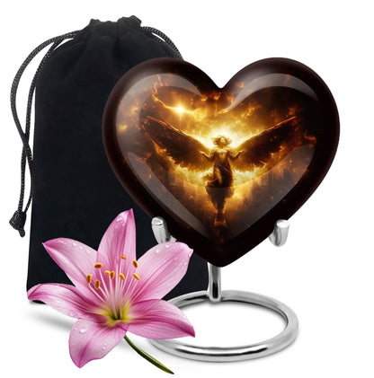 Golden Heaven Storm Angel Memorial Urn - Heaven Cremation Urn For Human Ashes