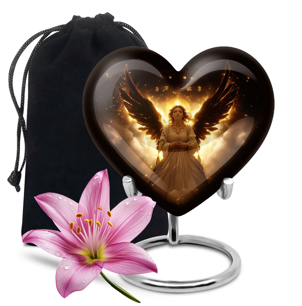 Halo Angel Memorial Urn - Golden Light Funeral Urn For Adult Ashes