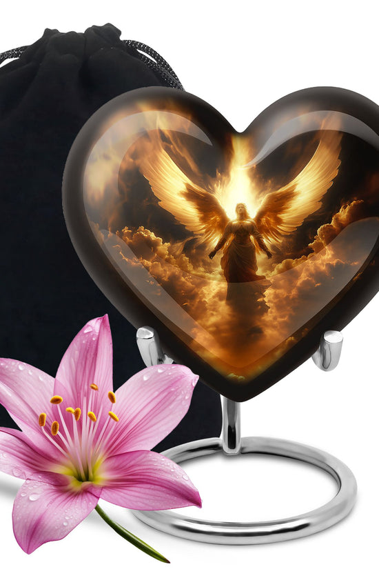Heavenly Guardian Angel Funeral Urn - Golden Cloud Memorial Urn For Ashes