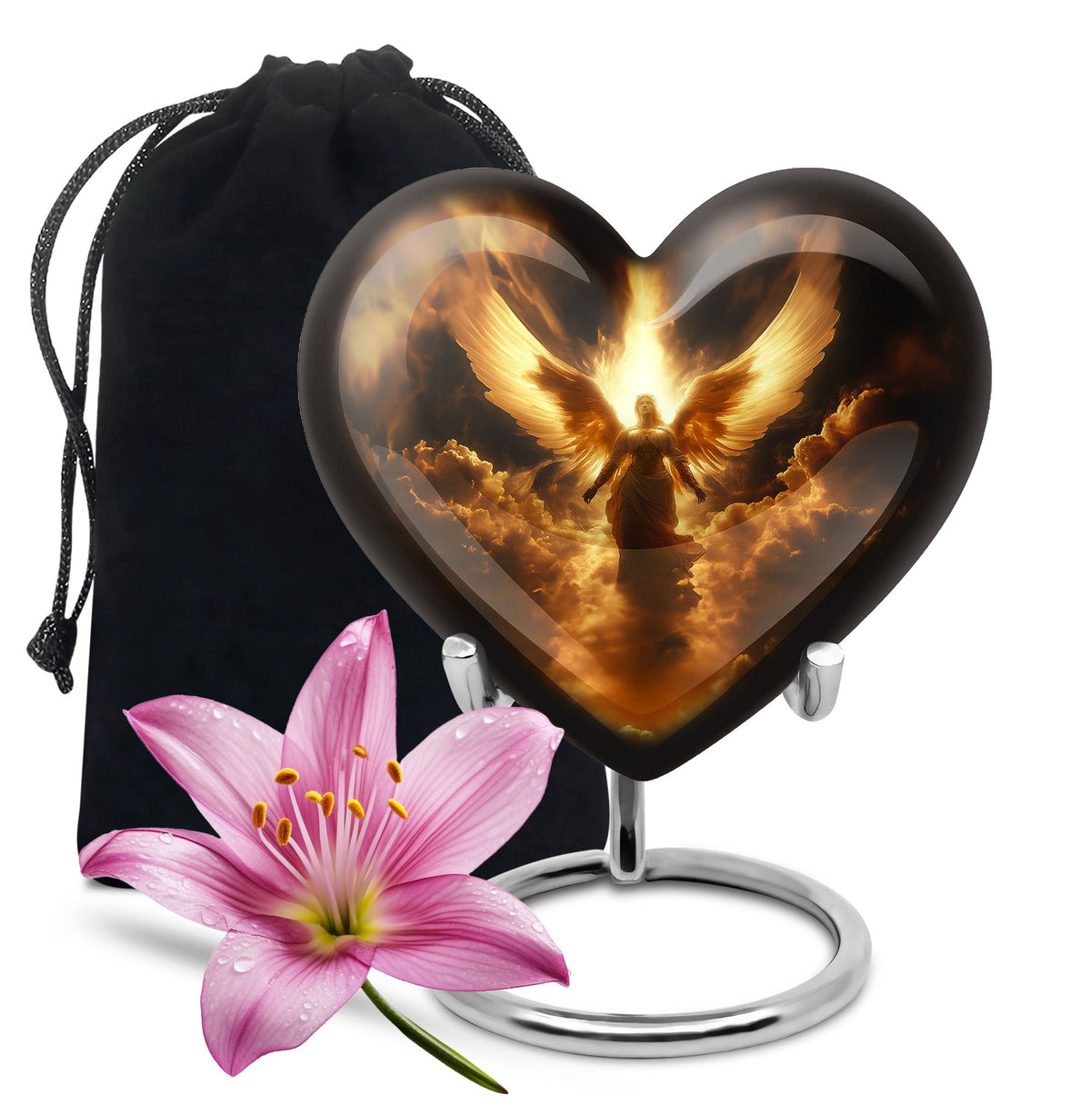 Heavenly Guardian Angel Funeral Urn - Golden Cloud Memorial Urn For Ashes