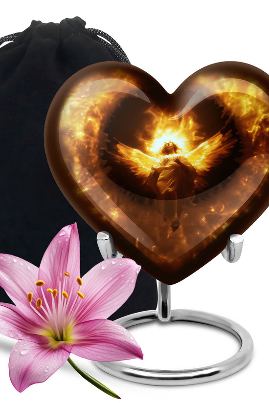 Divine Fire Wings Angel Urn - Glowing Heaven Light Memorial For Loved Ones