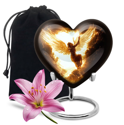 Elegant Angel Memorial Urn - Golden Lightning Funeral For Loved Ones