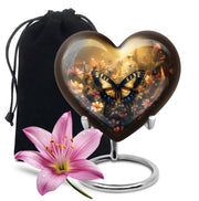 Yellow Monarch Flying Butterfly Large Cremation Urn For Adult Human Ashes