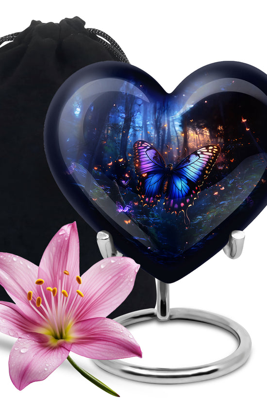 Blue Butterfly Urn For Ashes - Large Urn For Men & Women