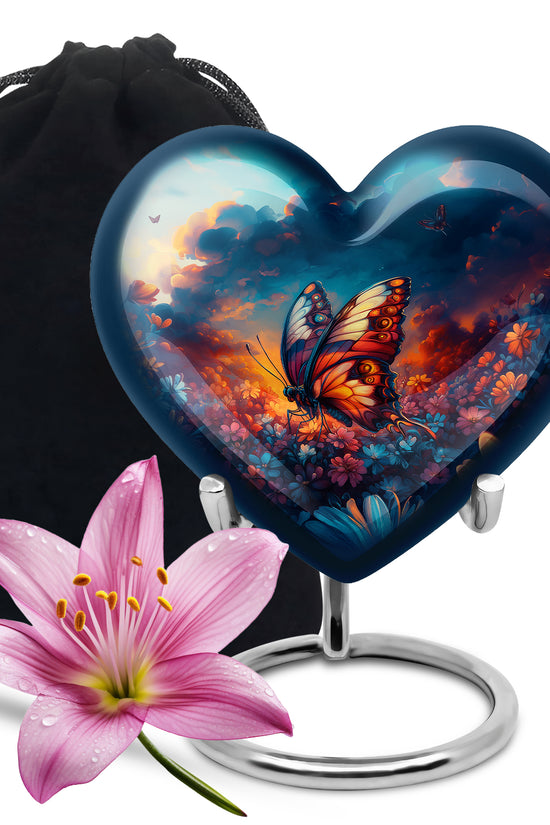Monarch Butterfly Sunset Cremation Urn - Artistic Urns For Women