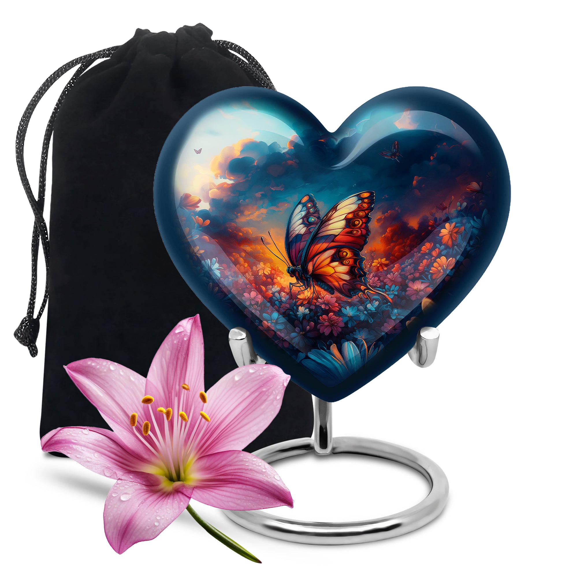 Monarch Butterfly Sunset Cremation Urn - Artistic Urns For Women