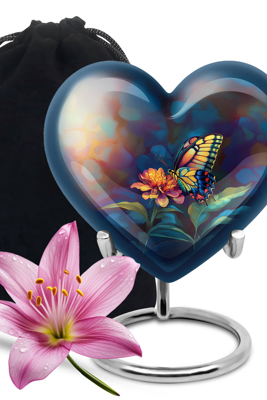 Floral Monarch Butterfly Urn For Ashes - Cremation Remains Containers