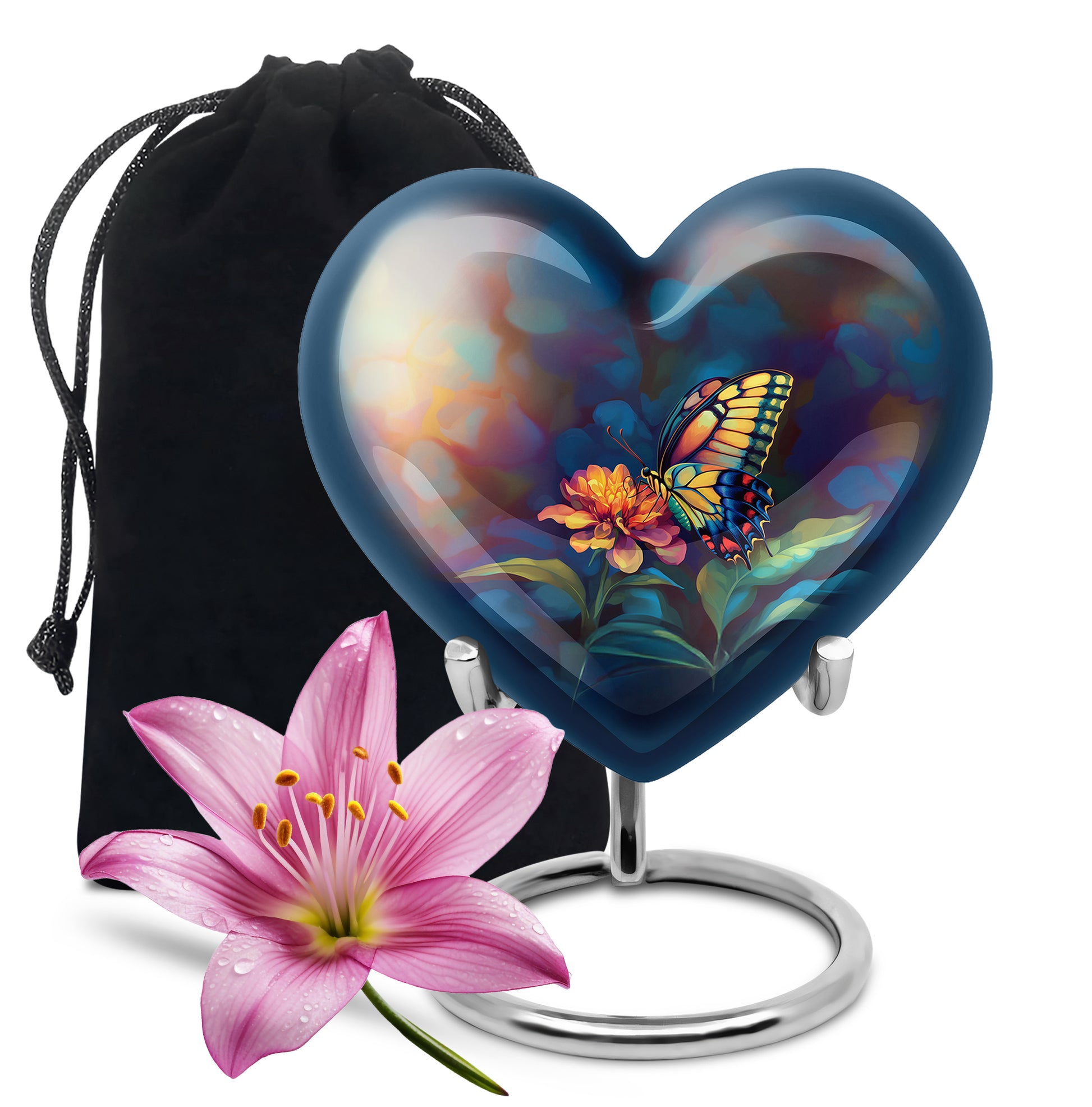 Floral Monarch Butterfly Urn For Ashes - Cremation Remains Containers