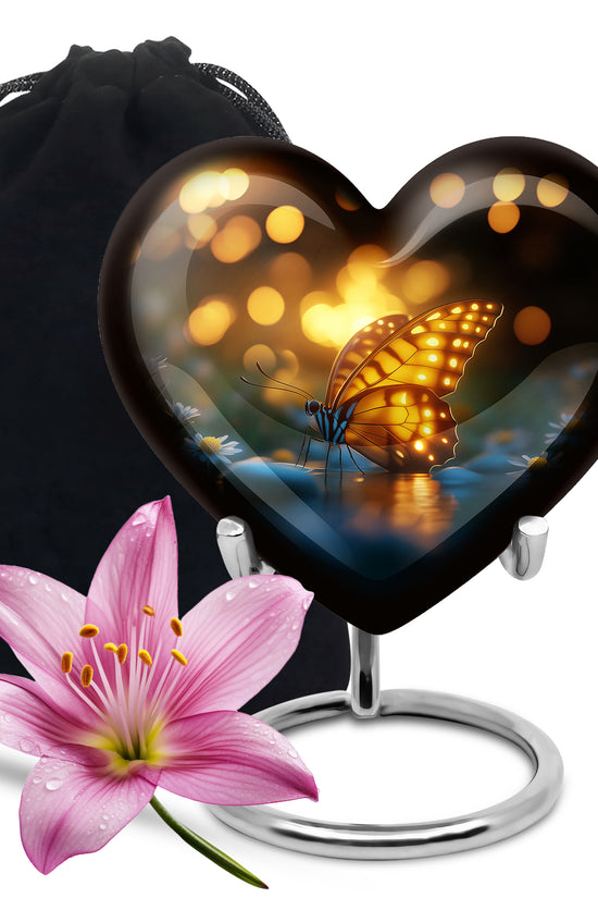 Yellow Butterfly Urn for Memorial - Large Urn For Human Ashes