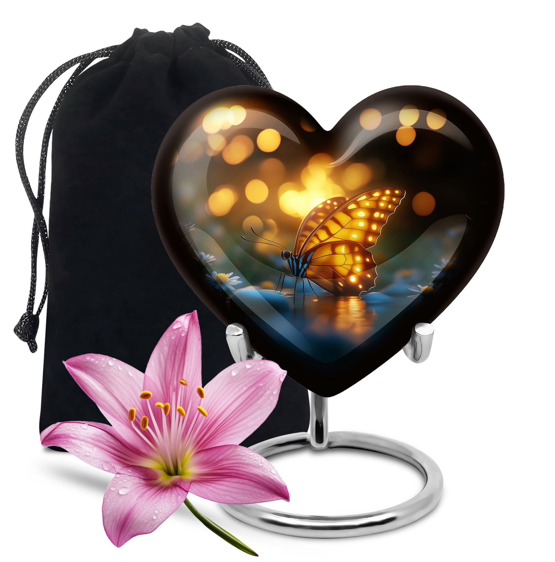 Yellow Butterfly Urn for Memorial - Large Urn For Human Ashes