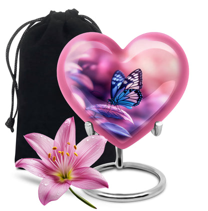 Blue Butterfly Urns For Ashes - Pink Cremation Urn For Funeral
