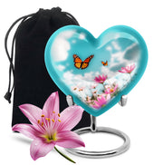 Monarch Butterflt Urn For Mom - Blue Sky Floral Urn For Women