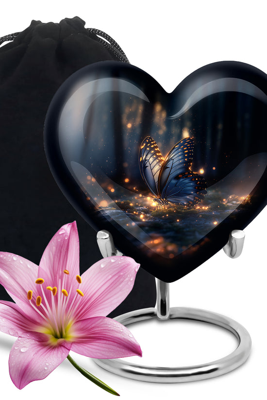 Mystic Grey Butterfly Urn For Mom And Dad - Funeral Urn For Loved Ones