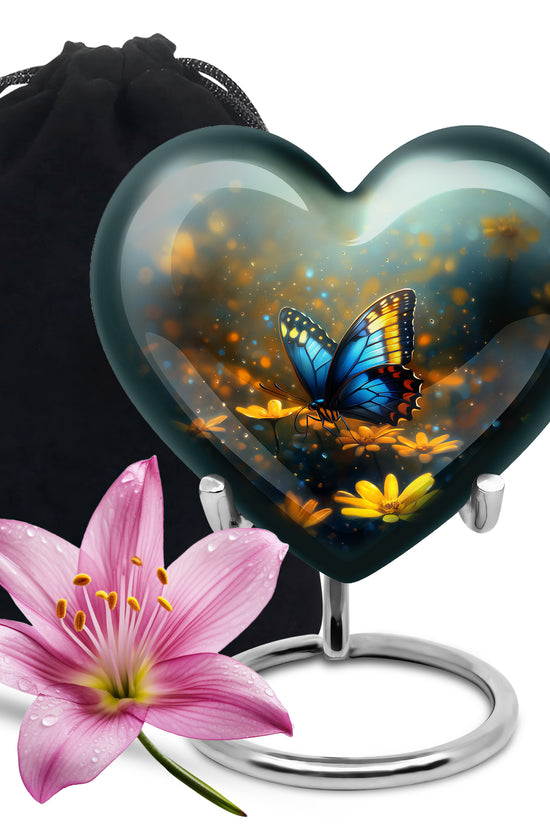 Majestic Blue Butterfly Ashes Urn - Funeral Urn For Cremation