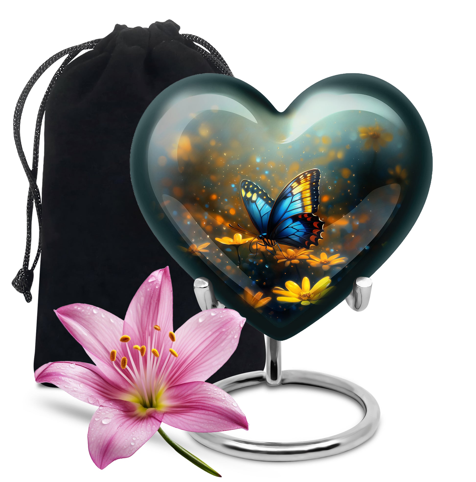 Majestic Blue Butterfly Ashes Urn - Funeral Urn For Cremation